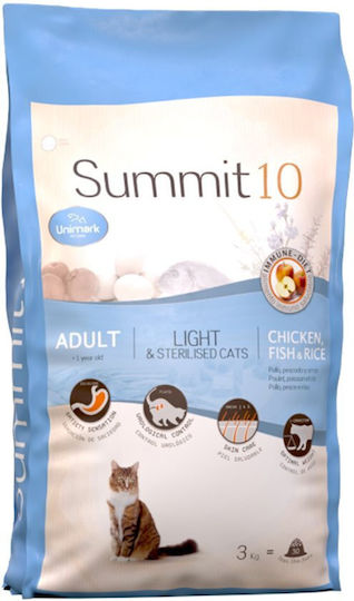 Summit10 Dry Cat Food Low Fat For Neutered Adult Cats Chicken Rice & Fish 3kg