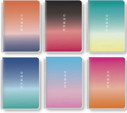 Spiral Notebook 2 Subjects A4 60 Paper Sheets Ombre Various Designs Black & White