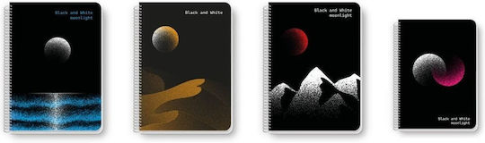 Black & White Spiral Notebook Ruled A5 60 Sheets 2 Subjects Black 1pcs