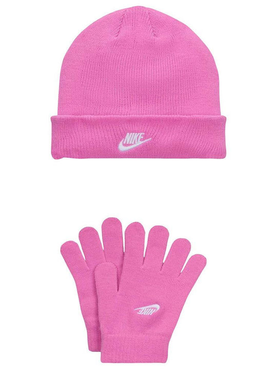 Futura Kids Beanie Set with Scarf & Gloves Knitted Pink