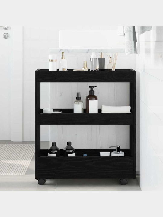 vidaXL Επιδαπέδια Ραφιέρα Μπάνιου Ξύλινη 70x60x18cm Μαύρη