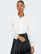 Long Sleeve Women's Denim Shirt White