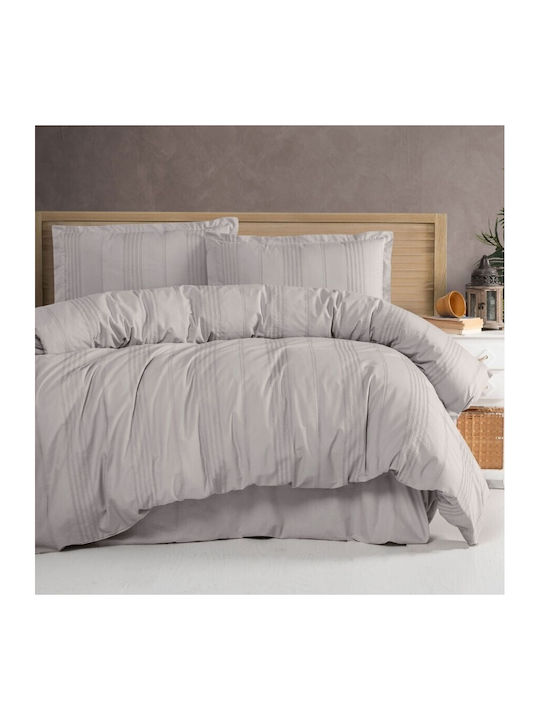 Clasy Home Set Husă de Pilotă Dublă cu 2 Fețe de Pernă 200x220 Gri