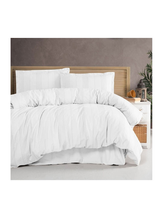 Clasy Home Set Husă de Pilotă Dublă cu 2 Fețe de Pernă 200x220 Alb