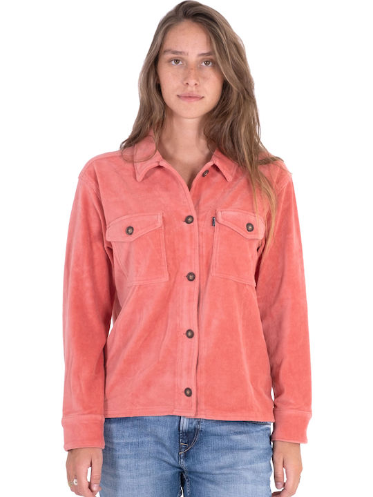 Long Sleeve Women's Corduroy Shirt Faded Pink