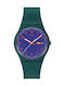Swatch Bioceramic Γυναικείο Ρολόι Μπαταρίας με Πράσινο Καουτσούκ Λουράκι