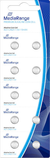 MediaRange Premium Coin Αλκαλικές Μπαταρίες Ρολογιών LR60 1.5V 10τμχ
