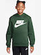 Fleece Kids Sweatshirt with Hood and Pockets Green Sportswear Club