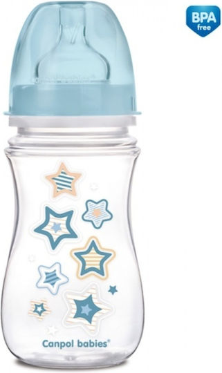 Canpol Babies Пластмасово Бебешко Шише Против Колики със Силиконов Биберон за 0+, 0+ m, месеци Blue 240мл