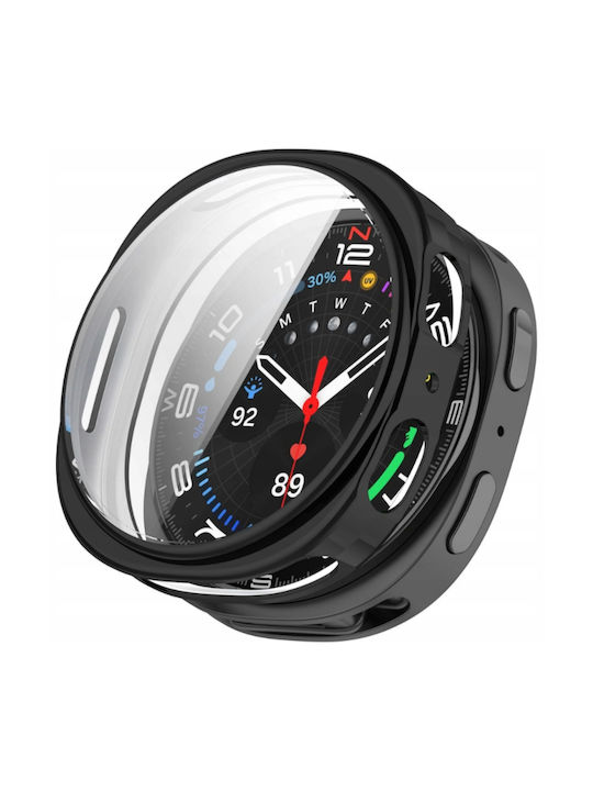 Tech-Protect Plastic Case with Glass in Black color for Samsung Galaxy Watch 8 (44 mm)