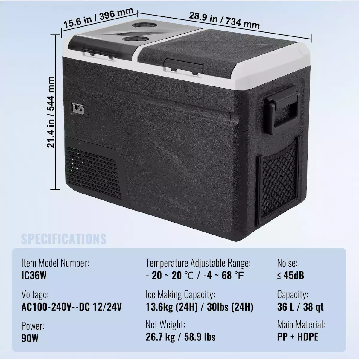 Car Refrigerator Ice Maker Dual Power Compatibility 36L | Skroutz.mt