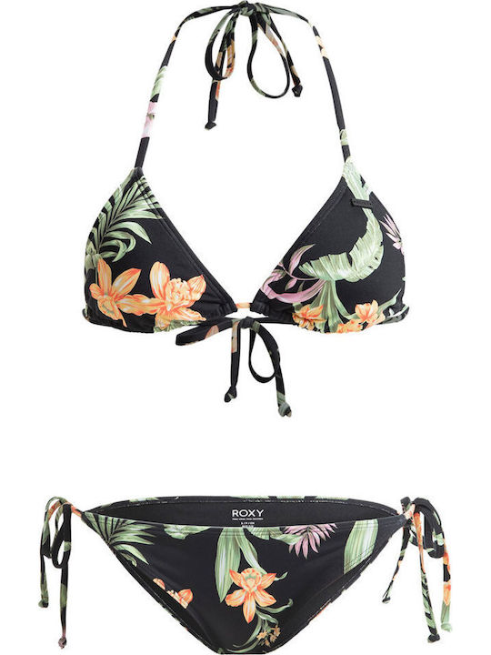 Classics Tiki Tri Bikini Set with Removable Padding Floral Anthracite Marina Stripes