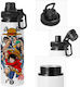 Koupakoupa One Piece Kinder Trinkflasche aus Aluminium mit Schraubverschluss Auslaufsicher 850ml KP_31068_850lidSchwarz