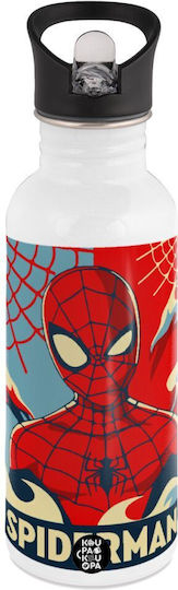 Koupakoupa Spiderman Kid Παιδικό Παγούρι Spiderman Ανοξείδωτο με Καλαμάκι Λευκό 600ml