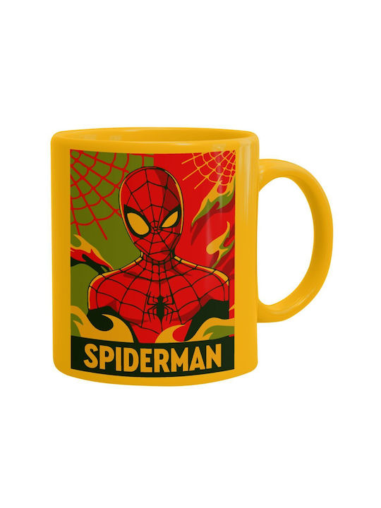 Koupakoupa Spiderman Kid Becher Keramik Gelb 330ml