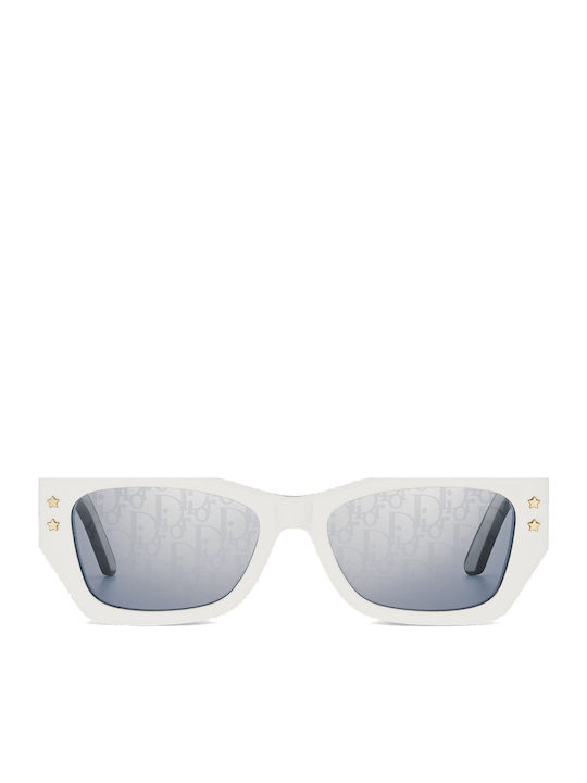 Dior Unisex Γυαλιά Ηλίου με Λευκό Κοκκάλινο Σκελετό και Ασημί Καθρέφτη Φακό DIORPACIFIC S2U 95A8