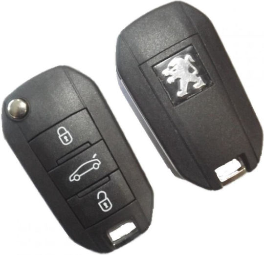 Foldable Car Key Shell with Blade with 3 Buttons for Peugeot