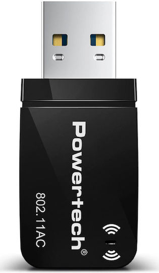 Powertech PT-1450 Αντάπτορας Δικτύου USB με Ασύρματη Σύνδεση Wi-Fi 1300Mbps
