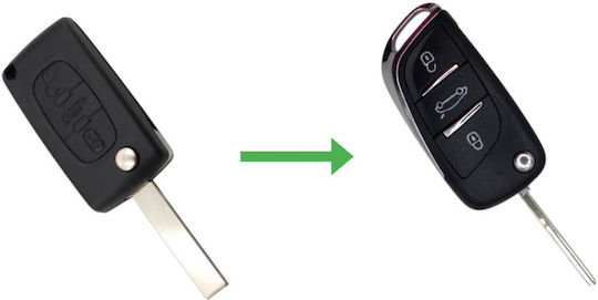 A-Lock Ключодържател за автомобил с острие Сгъваемо с 3 бутона за Цитроен / Пежо