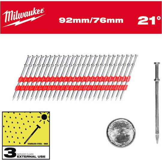 Milwaukee 4932498156 Καρφια Διπλης Κεφαλης 21° 92/76 Mm 2000τμχ Mw