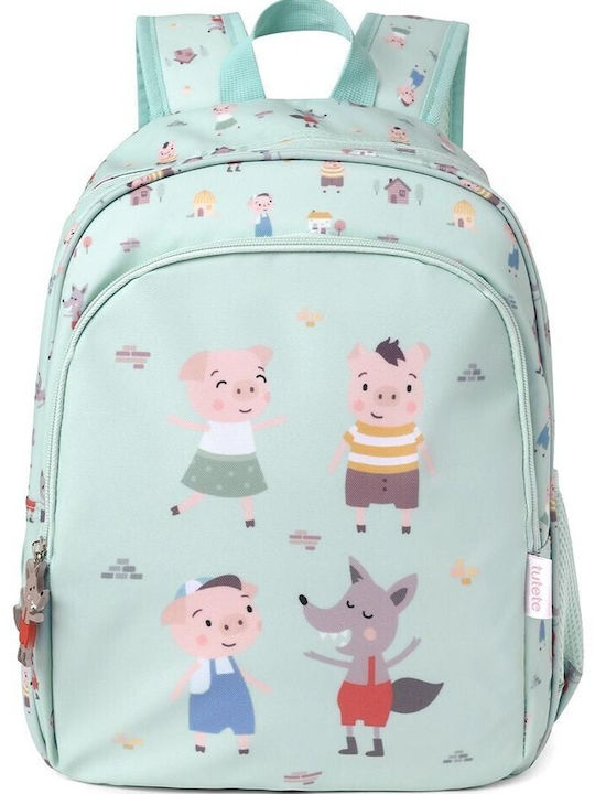 Tutete School Bag Backpack Green with Water Bottle Holder