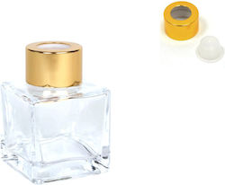 Glass Little Bottle Aromatic Room Square Gold Cap 100ml
