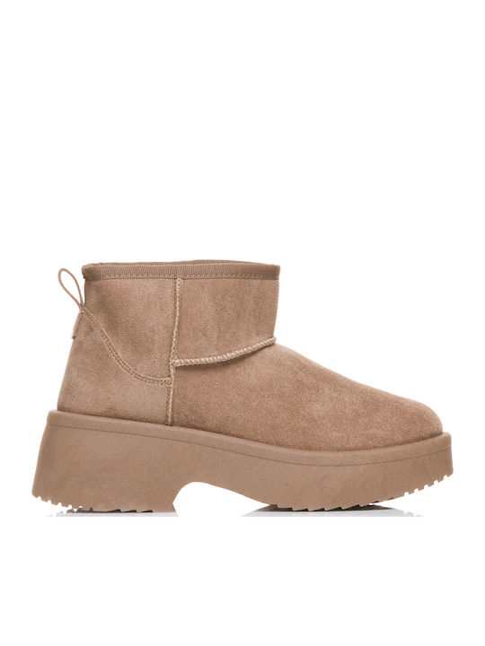 Zak Suede Women's Ankle Boots with Fur Beige