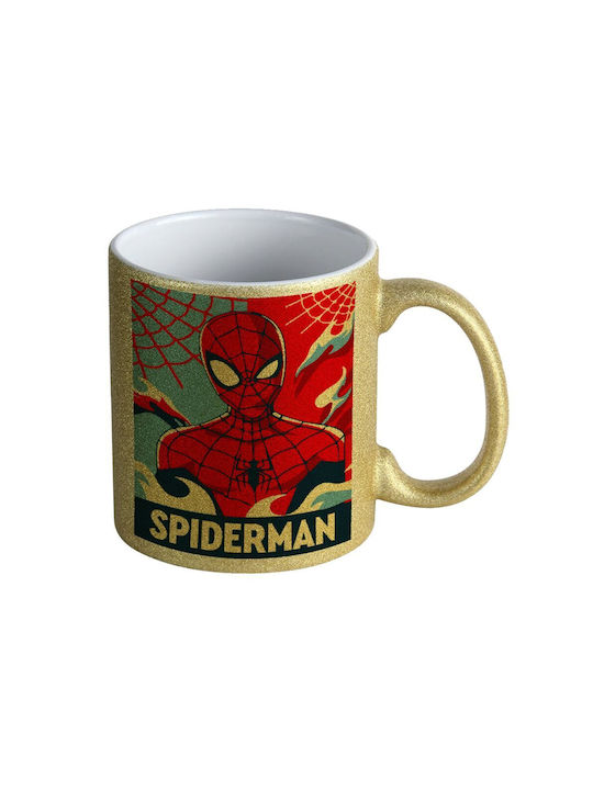 Koupakoupa Spiderman Kid Becher Keramik Gold 330ml
