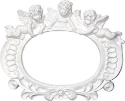Γύψινη Στρογγυλή Κορνίζα Αγγελάκια 16.2x13cm