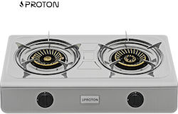 Proton Επιτραπέζια Εστία Υγραερίου Διπλή Inox