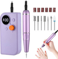 Portable Nail Drill Battery 35W Purple with 300...