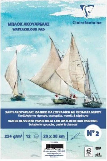 Μπλοκ Ακουαρέλας Clairefontaine Σπιραλ 224gr No3 25x35cm 12 Φύλλα