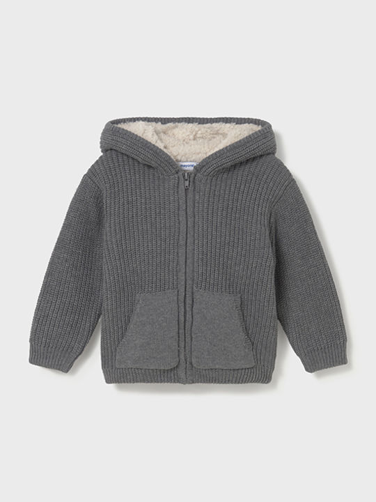 Mayoral Kids Cardigan with Hood Gray