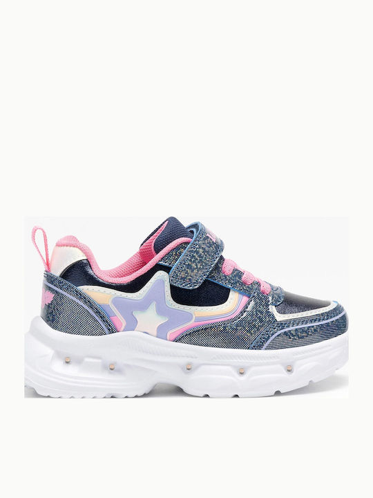 Παιδικά Sneakers με Σκρατς & Φωτάκια Μπλε