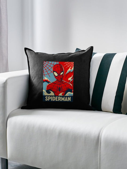 Spiderman Kid Μαξιλάρι Καναπέ Μαύρο 100% Βαμβάκι Περιέχεται Γέμισμα 50x50cm