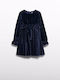 Rochie pentru Copii Mânecă lungă Catifea Navy Blue