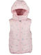 Kids Quilted Sleeveless Jacket with Hood Pink