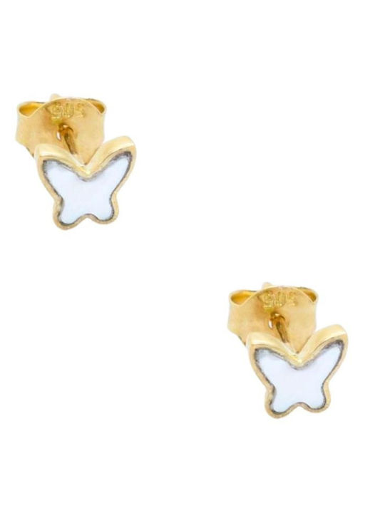 Gatsa Cercei pentru copii Studs Fluturi din Aur 14K