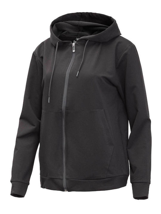 Women's Sweatshirt Jacket Hooded Black
