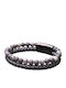 The Gem Stories Men's Leather Bracelet with Lava Stones 21cm