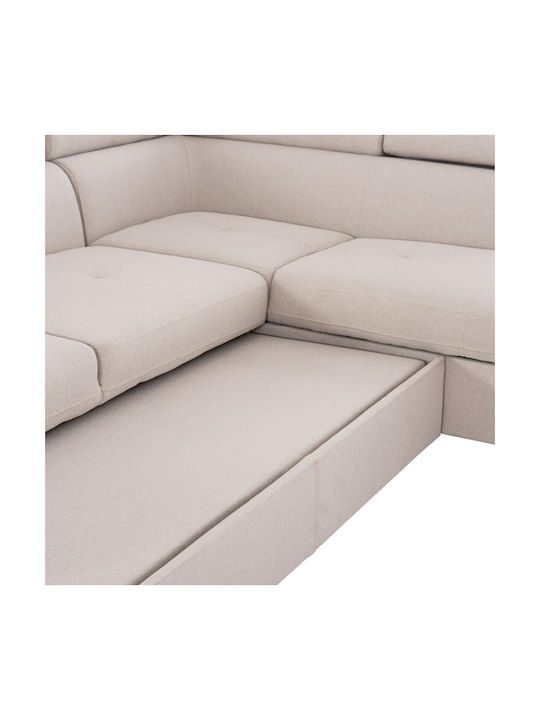 Corner Couch Bed Beige 285x205x90cm