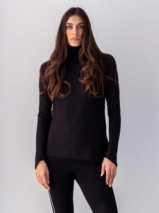 Damen Langarm Pullover mit V-Ausschnitt Black