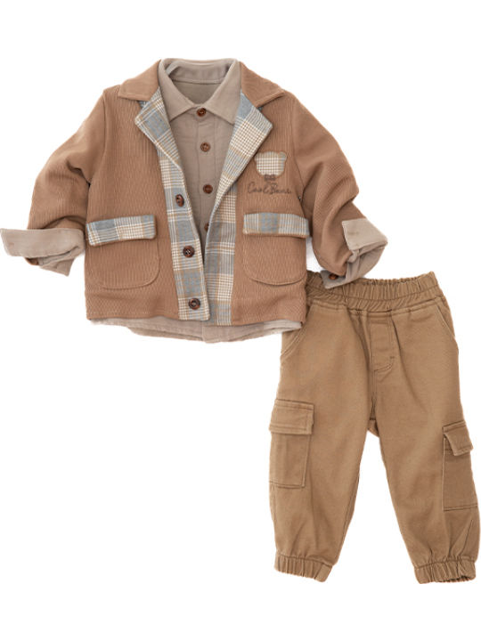 Set pentru copii cu pantaloni Iarnă 3buc Coffee