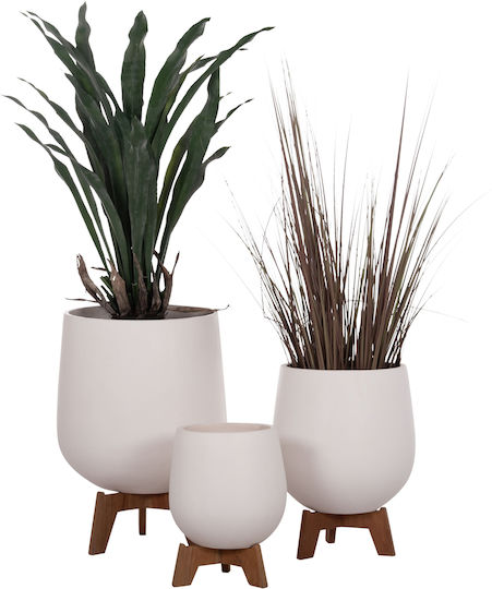 HomeMarkt Σετ 3 Γλάστρες Ξύλινες Λευκό 41.5x63εκ.