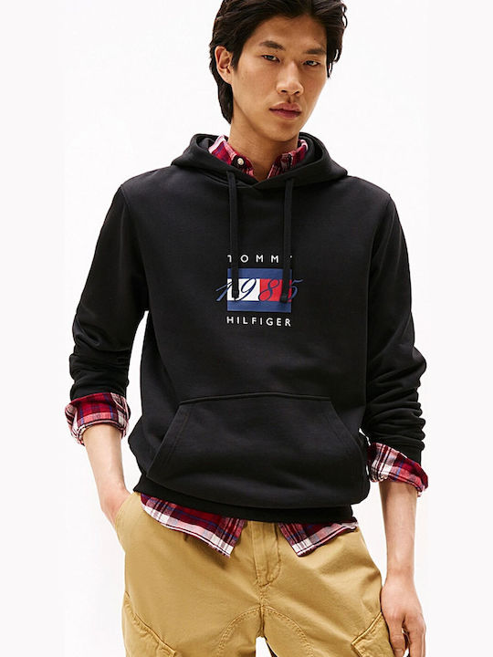 Flag Sweatshirt with Hood Black