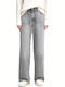 Low Waist Women's Jean Trousers in Baggy Line Grey