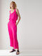 Damen Hoch tailliert Stoff Hose in Lockerer Passform Pink