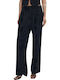 Women's Fabric Trousers Floral Black