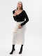 Pencil High-waisted Midi Skirt Beige