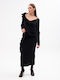 Pencil High-waisted Midi Skirt Black